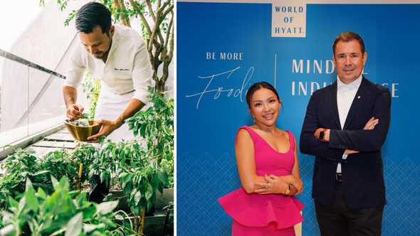 Right: Sandra Lim; Christophe Sadones, vice president of food & beverage